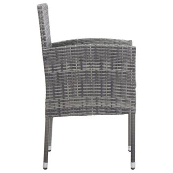 7-tlg. Garten-Essgruppe Grau und Schwarz Poly Rattan und Stahl
