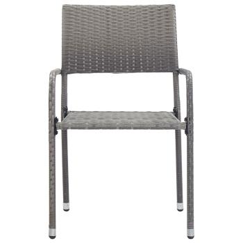 ARDEBO.de - 3-tlg. Garten-Essgruppe Grau und Schwarz Poly Rattan und Stahl