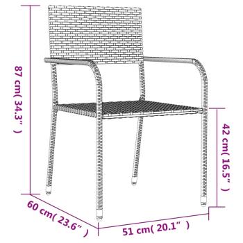 3-tlg. Garten-Essgruppe Grau und Schwarz Poly Rattan und Stahl