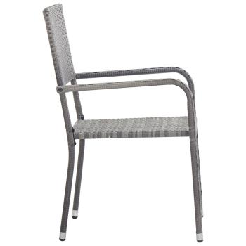 3-tlg. Garten-Essgruppe Grau und Schwarz Poly Rattan und Stahl