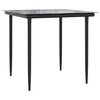 3-tlg. Garten-Essgruppe Grau und Schwarz Poly Rattan und Stahl