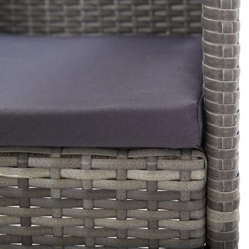 3-tlg. Garten-Essgruppe Grau und Schwarz Poly Rattan und Stahl