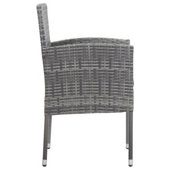 ARDEBO.de - 5-tlg. Garten-Essgruppe Grau und Schwarz Poly Rattan und Stahl