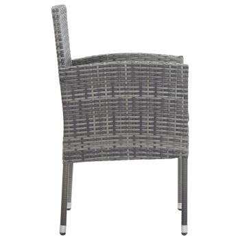 ARDEBO.de - 5-tlg. Garten-Essgruppe Grau und Schwarz Poly Rattan und Stahl