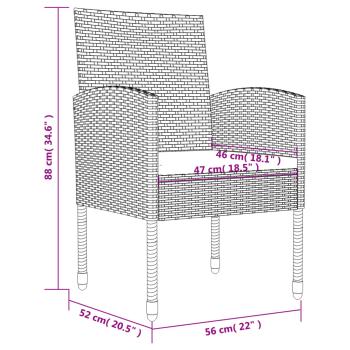 5-tlg. Garten-Essgruppe Grau und Schwarz Poly Rattan und Stahl