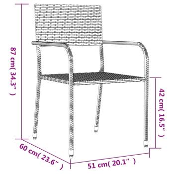 5-tlg. Garten-Essgruppe Grau und Schwarz Poly Rattan und Stahl
