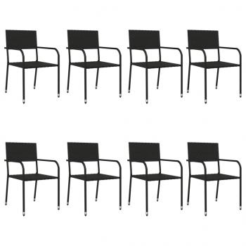 9-tlg. Garten-Essgruppe Schwarz Poly Rattan und Stahl