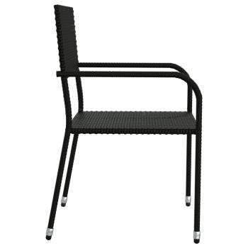 5-tlg. Garten-Essgruppe Schwarz Poly Rattan und Stahl