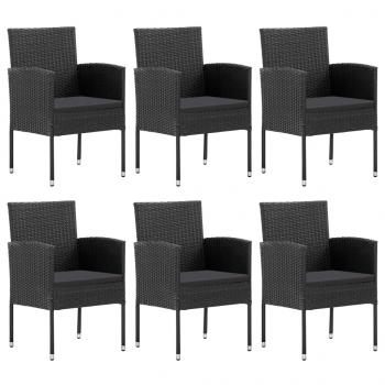 7-tlg. Garten-Essgruppe Schwarz Poly Rattan und Stahl