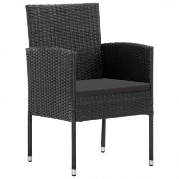 9-tlg. Garten-Essgruppe Schwarz Poly Rattan und Stahl