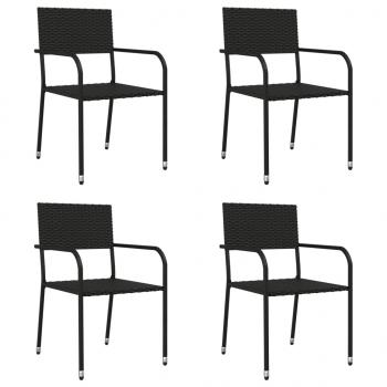 ARDEBO.de - 5-tlg. Garten-Essgruppe Schwarz Poly Rattan und Stahl