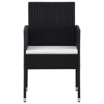 ARDEBO.de - 7-tlg. Garten-Essgruppe Schwarz Poly Rattan und Stahl