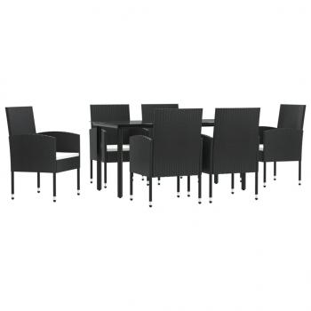 7-tlg. Garten-Essgruppe Schwarz Poly Rattan und Stahl