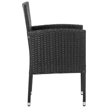 ARDEBO.de - 5-tlg. Garten-Essgruppe Schwarz Poly Rattan und Stahl
