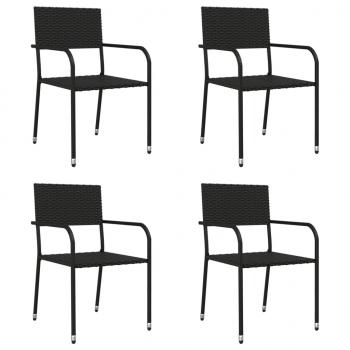 5-tlg. Garten-Essgruppe Schwarz Poly Rattan und Stahl