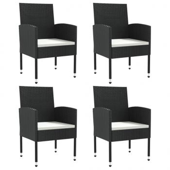 ARDEBO.de - 5-tlg. Garten-Essgruppe Schwarz Poly Rattan und Stahl