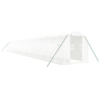 Gewächshaus mit Stahlrahmen Weiß 40 m² 20x2x2 m