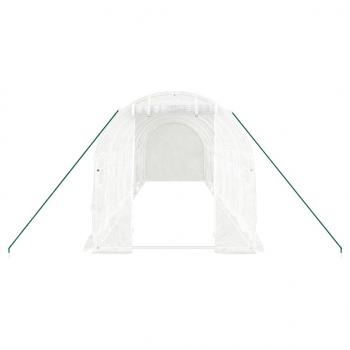 Gewächshaus mit Stahlrahmen Weiß 16 m² 8x2x2 m