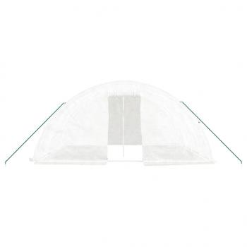 Gewächshaus mit Stahlrahmen Weiß 20 m² 5x4x2,3 m
