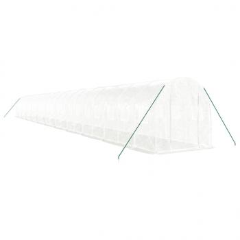 Gewächshaus mit Stahlrahmen Weiß 44 m² 22x2x2 m