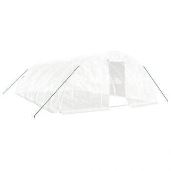 Gewächshaus mit Stahlrahmen Weiß 40 m² 8x5x2,3 m