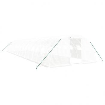 Gewächshaus mit Stahlrahmen Weiß 64 m² 16x4x2 m