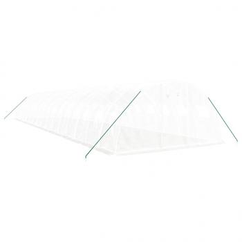 Gewächshaus mit Stahlrahmen Weiß 64 m² 16x4x2 m