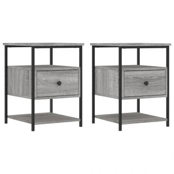 Nachttische 2 Stk. Grau Sonoma 40x42x56 cm Holzwerkstoff