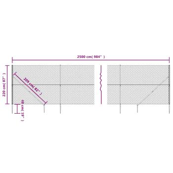Maschendrahtzaun mit Bodenhülsen Anthrazit 2,2x25 m