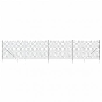 Maschendrahtzaun mit Bodenhülsen Silbern 1,6x10 m