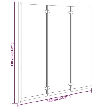 Badewannenfaltwand 3-teilig 130x130 cm ESG Schwarz