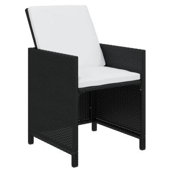 7-tlg. Garten-Essgruppe mit Kissen Poly Rattan Schwarz
