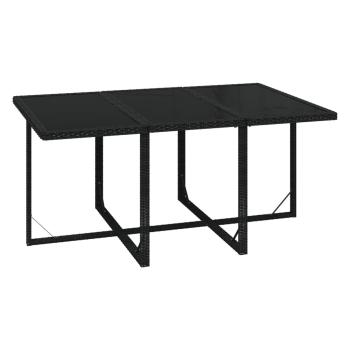 7-tlg. Garten-Essgruppe mit Kissen Poly Rattan Schwarz