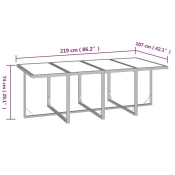 9-tlg. Garten-Essgruppe mit Kissen Poly Rattan Grau