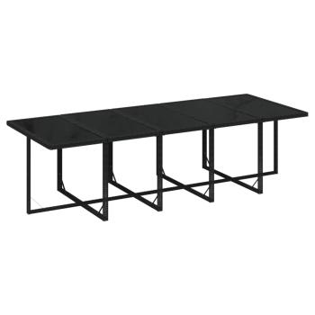 15-tlg. Garten-Essgruppe mit Kissen Poly Rattan Schwarz