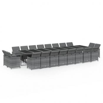 21-tlg. Garten-Essgruppe mit Kissen Poly Rattan Grau