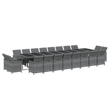 21-tlg. Garten-Essgruppe mit Kissen Poly Rattan Grau