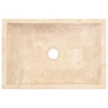 Waschtisch mit Creme Marmorbecken Massivholz Teak