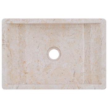 Waschtisch mit Creme Marmorbecken Massivholz Teak
