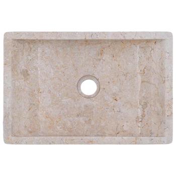 Waschtisch mit Creme Marmorbecken Massivholz Teak