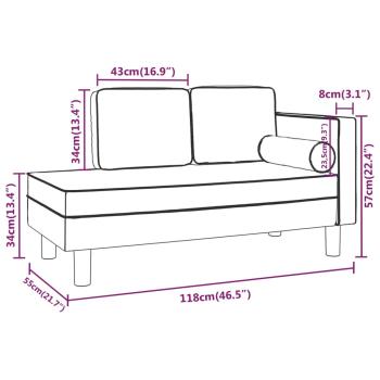 Chaiselongue mit Kissen und Nackenrolle Schwarz Kunstleder