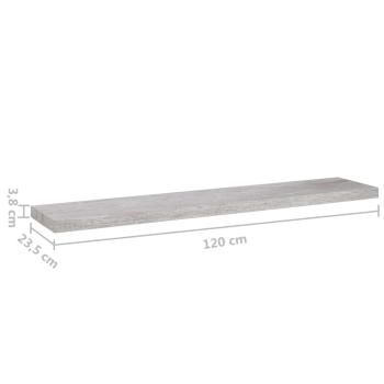 Schweberegale 4 Stk. Betongrau 120x23,5x3,8 cm MDF