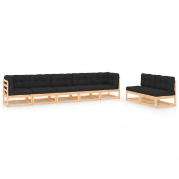 ARDEBO.de - 7-tlg. Garten-Lounge-Set mit Kissen Massivholz Kiefer