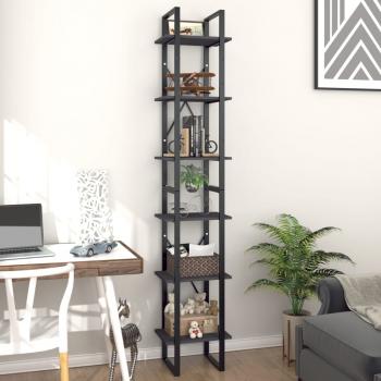 ARDEBO.de - Bücherregal 6 Fächer Grau 40x30x210 cm Holzwerkstoff