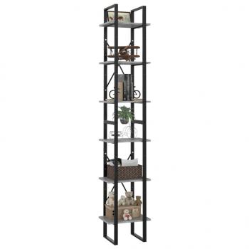 ARDEBO.de - Bücherregal 6 Fächer Betongrau 40x30x210 cm Holzwerkstoff