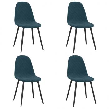 Esszimmerstühle 4 Stk. Blau Samt