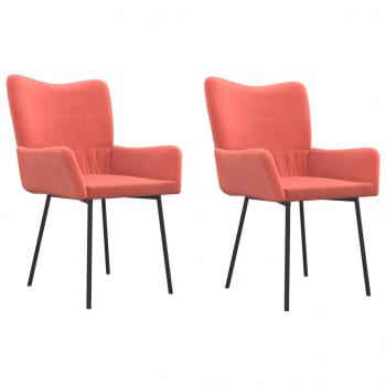 Esszimmerstühle 2 Stk. Rosa Samt