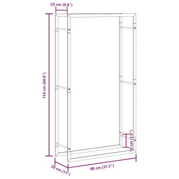 Brennholzregal Mattschwarz 80x28x154 cm Stahl