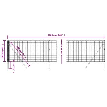 Maschendrahtzaun Anthrazit 1x25 m Verzinkter Stahl