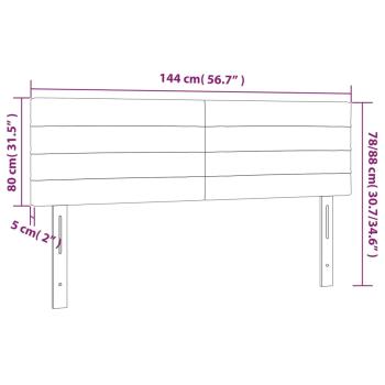 Kopfteile 2 Stk. Hellgrau 72x5x78/88 cm Stoff